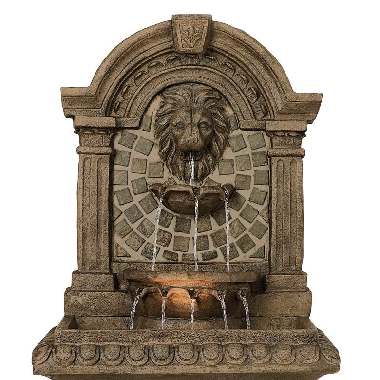 Image 5 Royal Lions-Head 51 inch High Patio Garden Fountain with Light more views