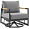 Royal Outdoor Patio Swivel Glider Lounge Chair in Black Aluminum and Teak