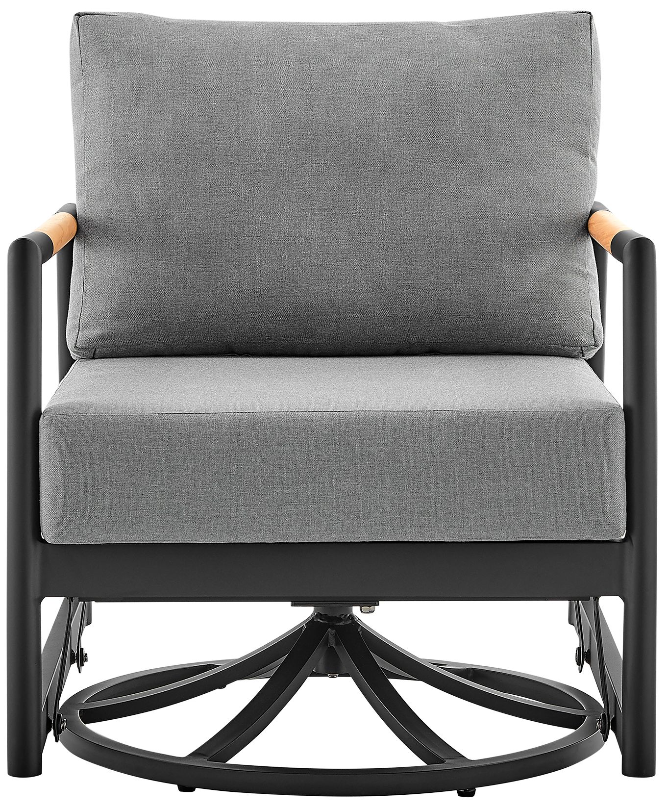 Image 3 Royal Outdoor Patio Swivel Glider Lounge Chair in Black Aluminum and Teak more views