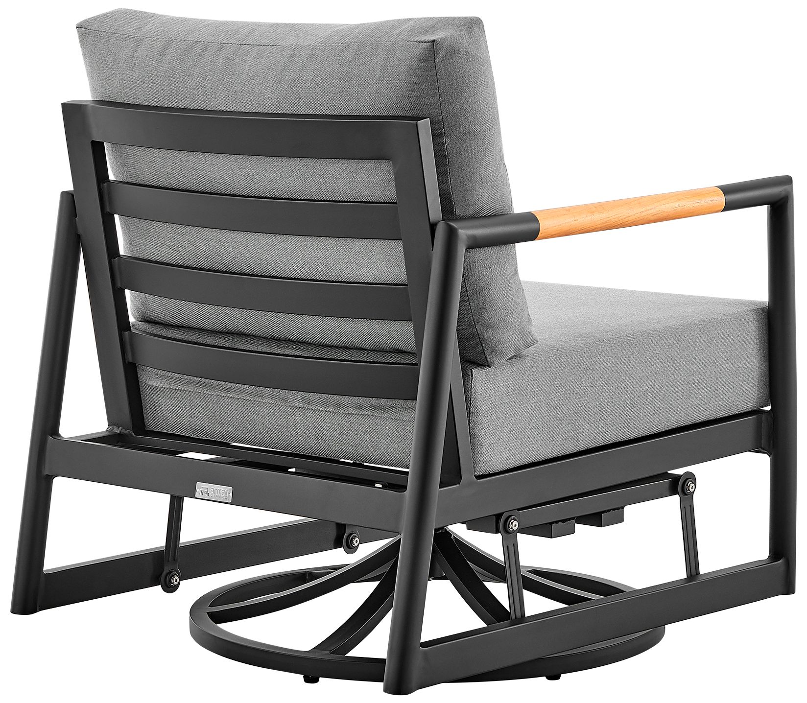 Image 5 Royal Outdoor Patio Swivel Glider Lounge Chair in Black Aluminum and Teak more views