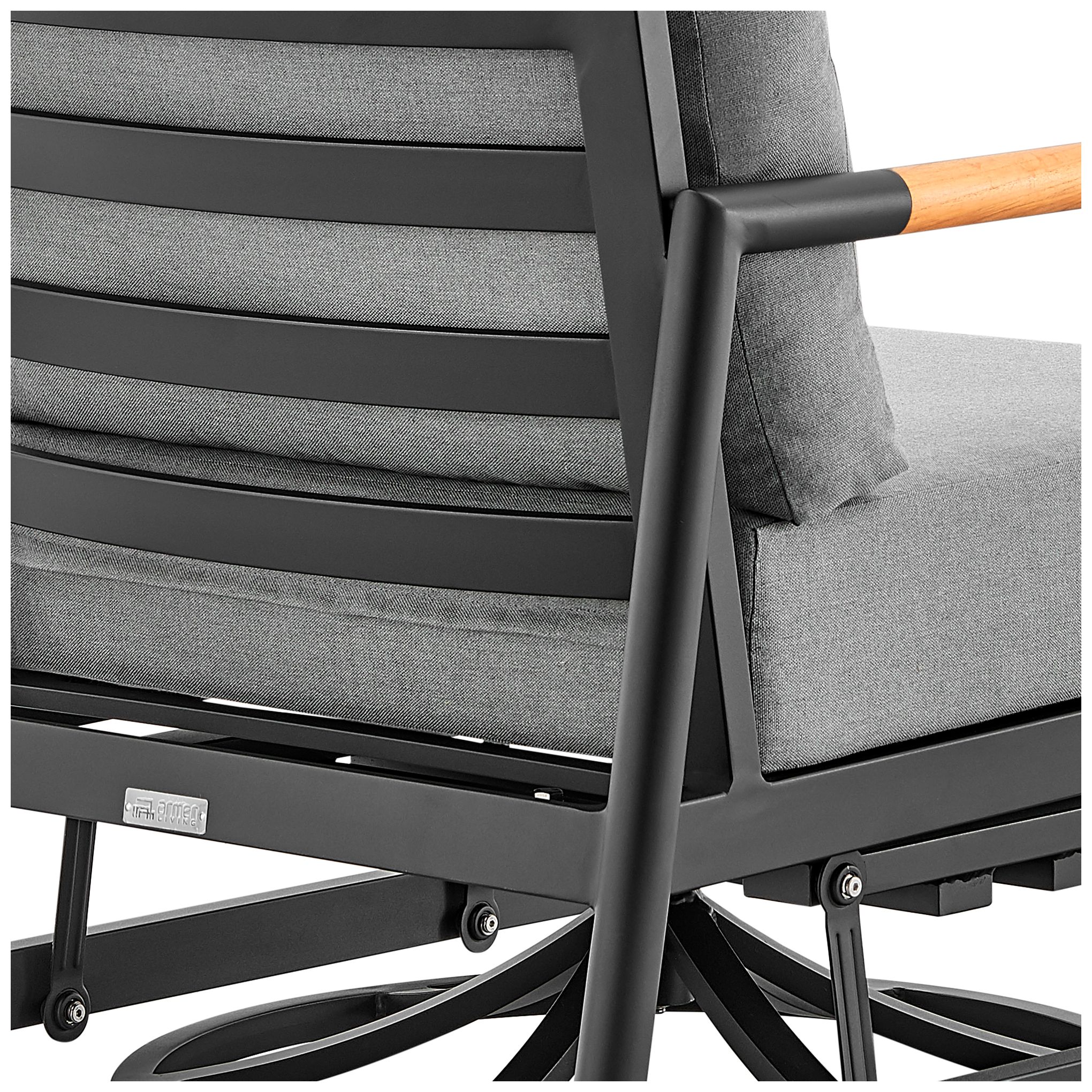 Image 7 Royal Outdoor Patio Swivel Glider Lounge Chair in Black Aluminum and Teak more views