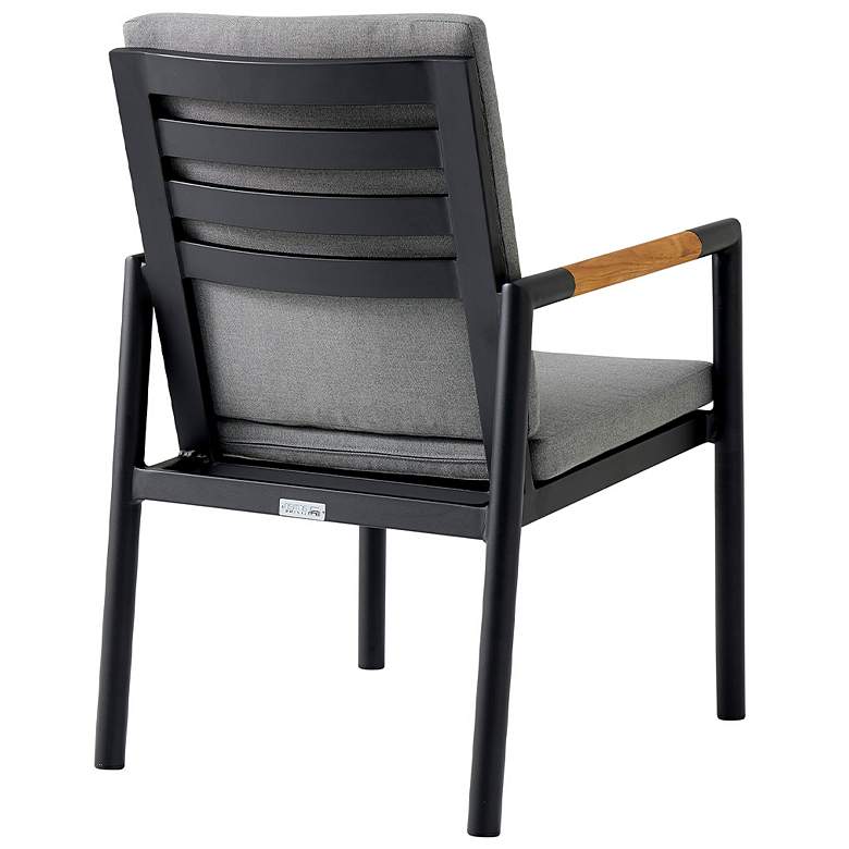 Image 2 Royal Set of 2 Outdoor Dining Chair in Black Aluminum and Teak with Fabric more views