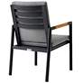 Royal Set of 2 Outdoor Dining Chair in Black Aluminum and Teak with Fabric