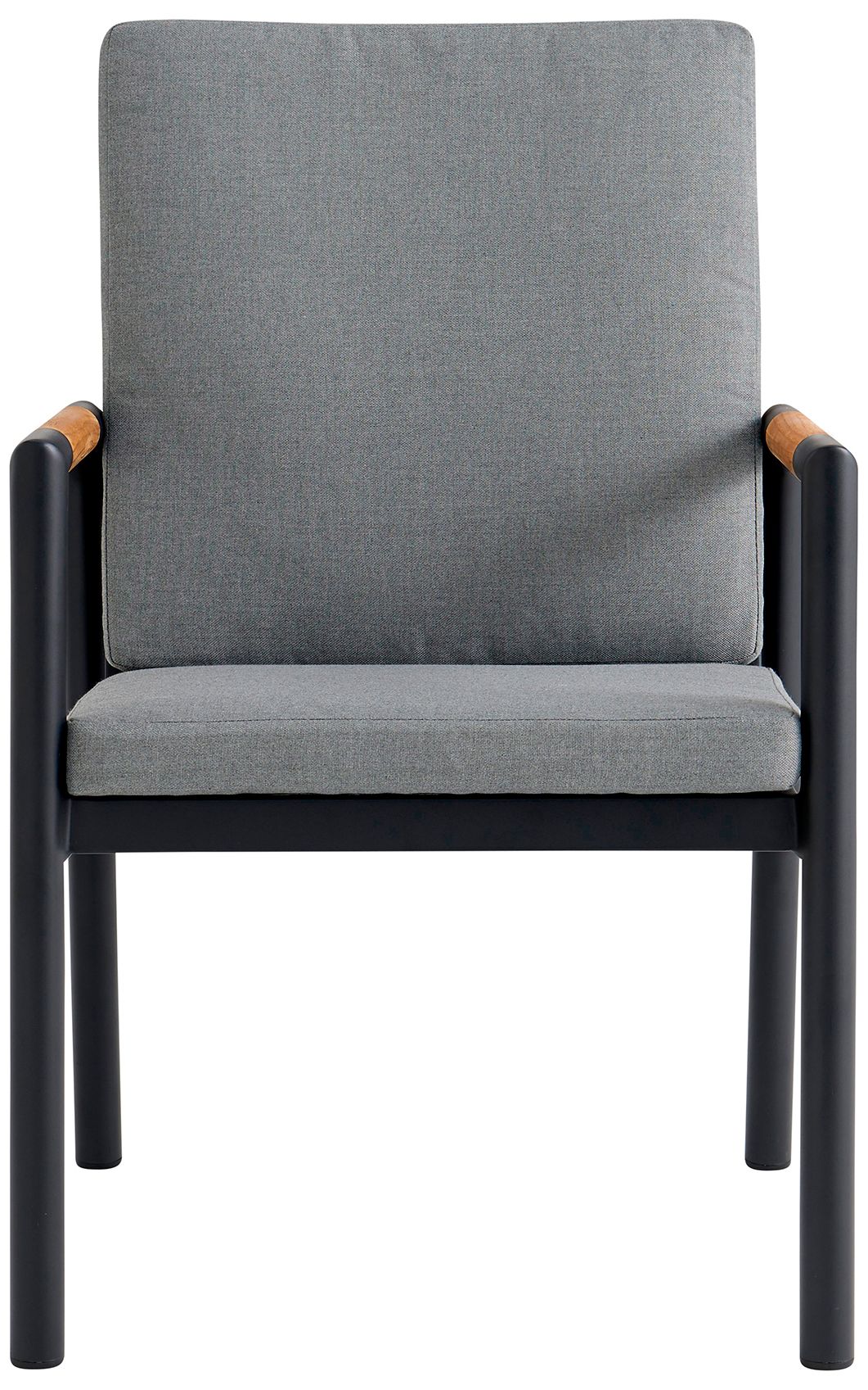 Image 4 Royal Set of 2 Outdoor Dining Chair in Black Aluminum and Teak with Fabric more views