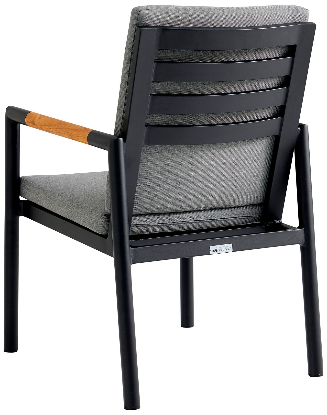 Image 5 Royal Set of 2 Outdoor Dining Chair in Black Aluminum and Teak with Fabric more views