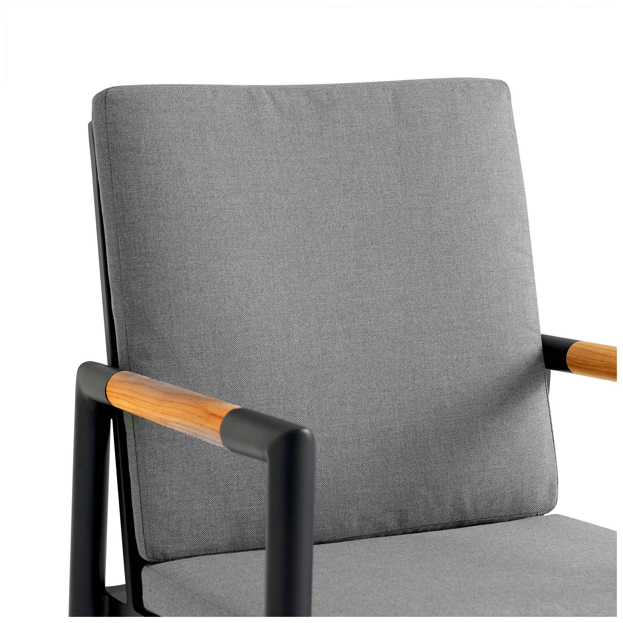 Image 6 Royal Set of 2 Outdoor Dining Chair in Black Aluminum and Teak with Fabric more views