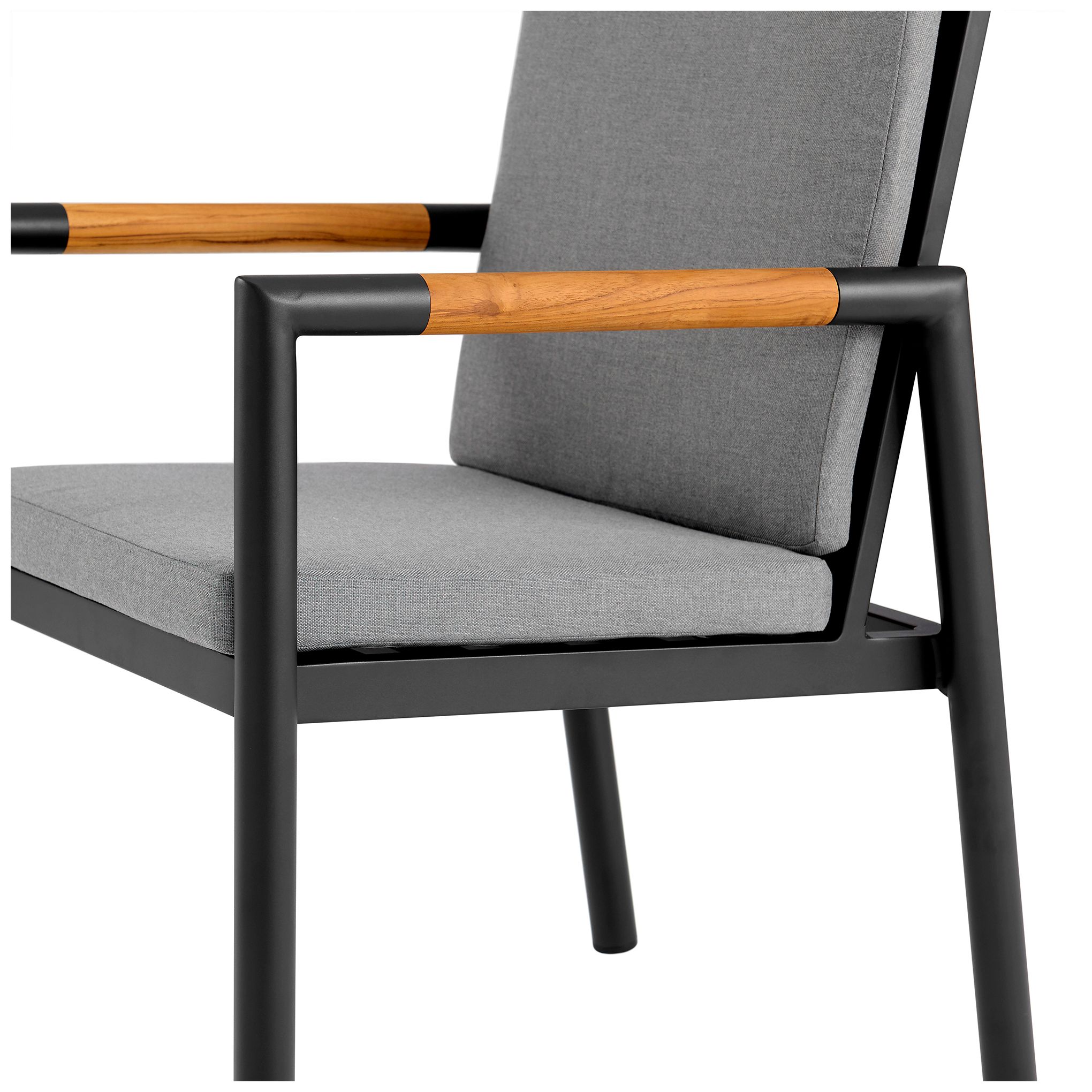 Image 7 Royal Set of 2 Outdoor Dining Chair in Black Aluminum and Teak with Fabric more views