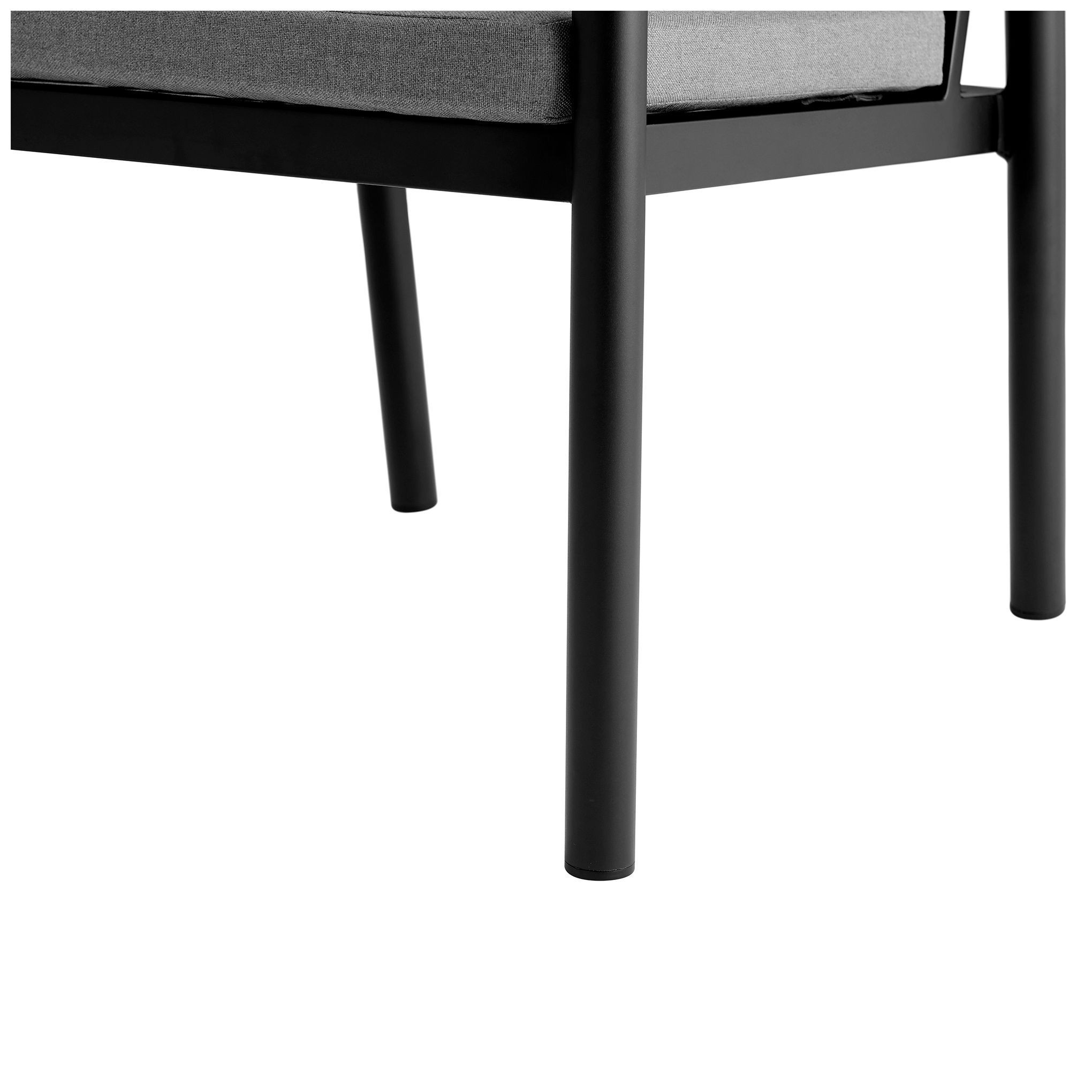 Royal Set of 2 Outdoor Dining Chair in Black Aluminum and Teak with Fabric