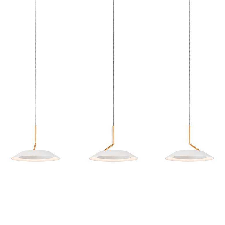 Image 2 Royyo 44" Wide Matte White and Gold 3-Light Linear Pendant