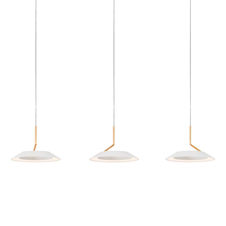 Image 2 Royyo 44" Wide Matte White and Gold 3-Light Linear Pendant