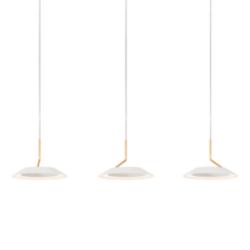 Royyo 44" Wide Matte White and Gold 3-Light Linear Pendant