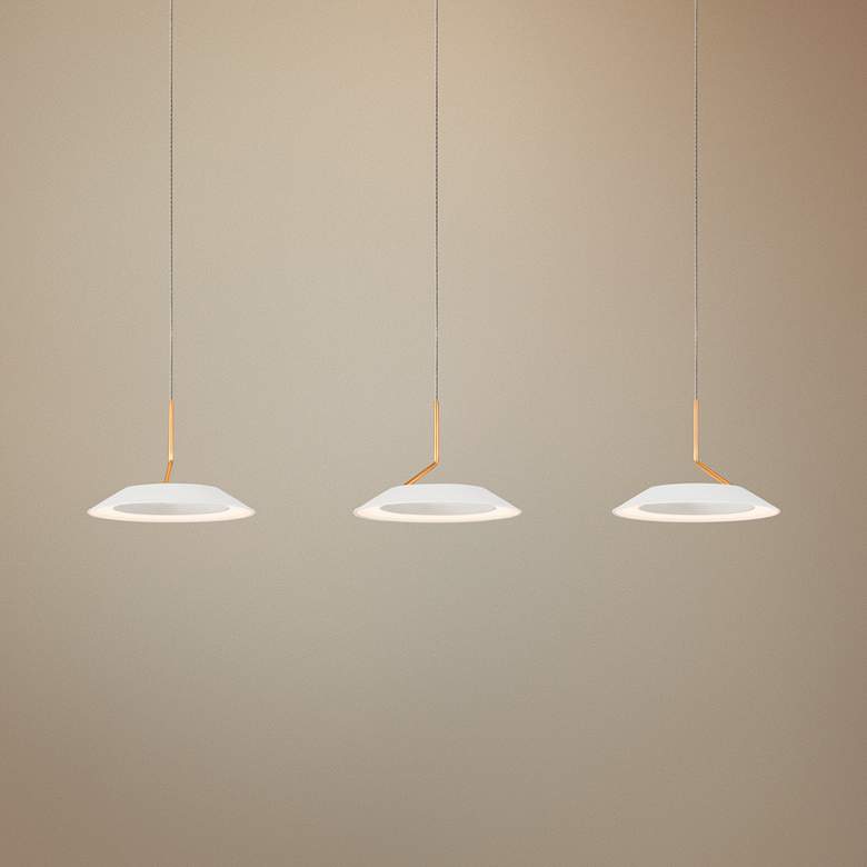 Image 1 Royyo 44" Wide Matte White and Gold 3-Light Linear Pendant
