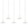 Royyo 44"W Matte White and Gold 5-Light Linear Pendant