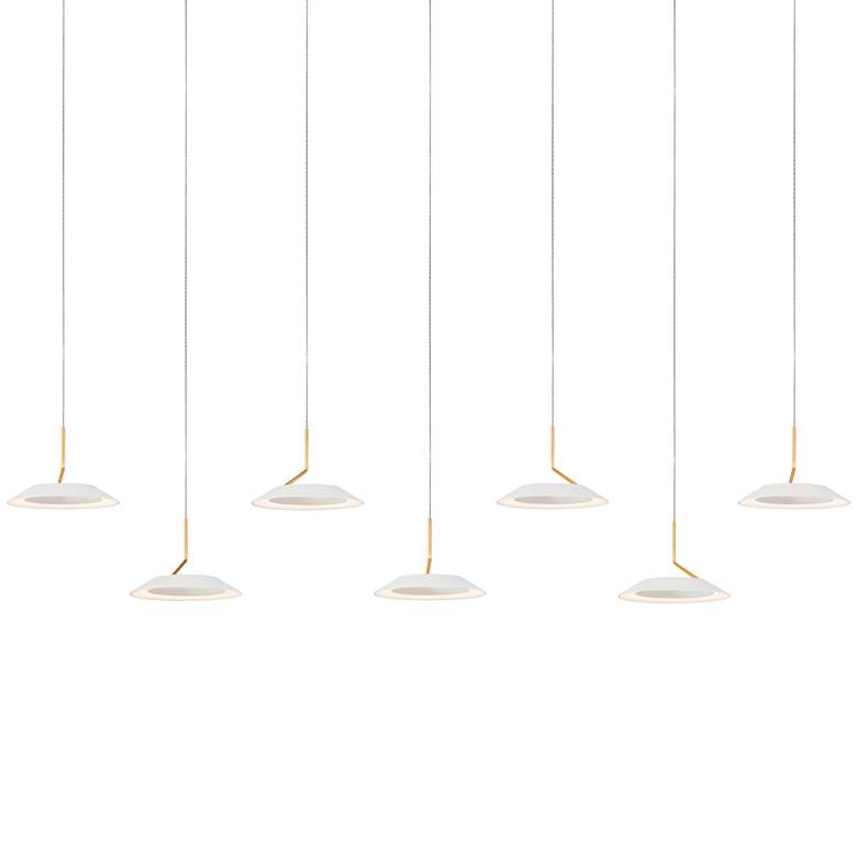 Image 2 Royyo 44 inchW Matte White and Gold 7-Light Linear Pendant