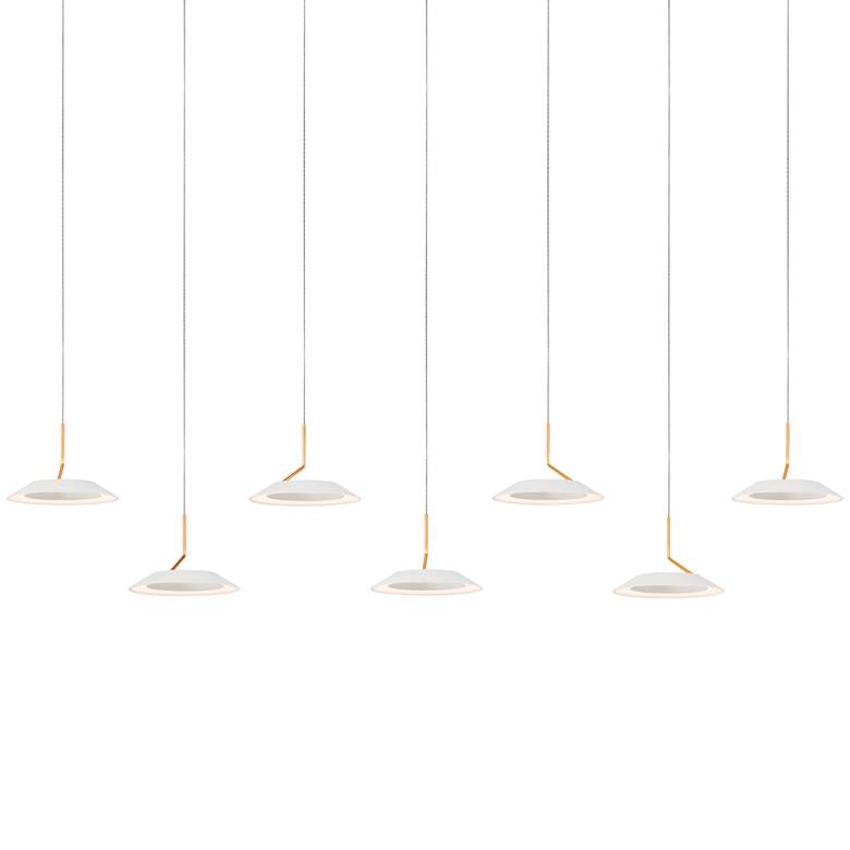 Image 2 Royyo 44"W Matte White and Gold 7-Light Linear Pendant