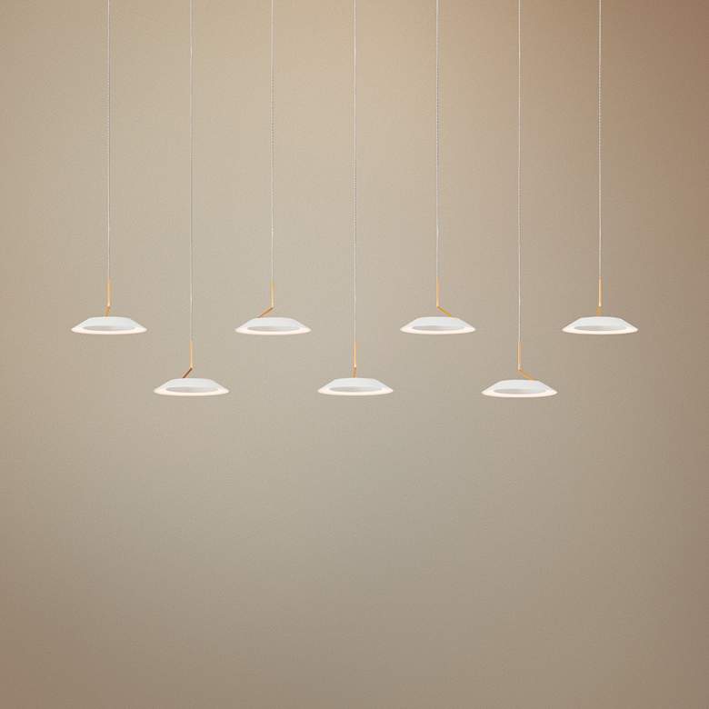 Image 1 Royyo 44 inchW Matte White and Gold 7-Light Linear Pendant