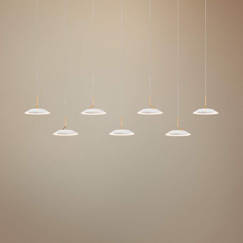 Image 1 Royyo 44"W Matte White and Gold 7-Light Linear Pendant