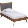 Roze Dark Gray Fabric Walnut Brown Twin Size Platform Bed in scene