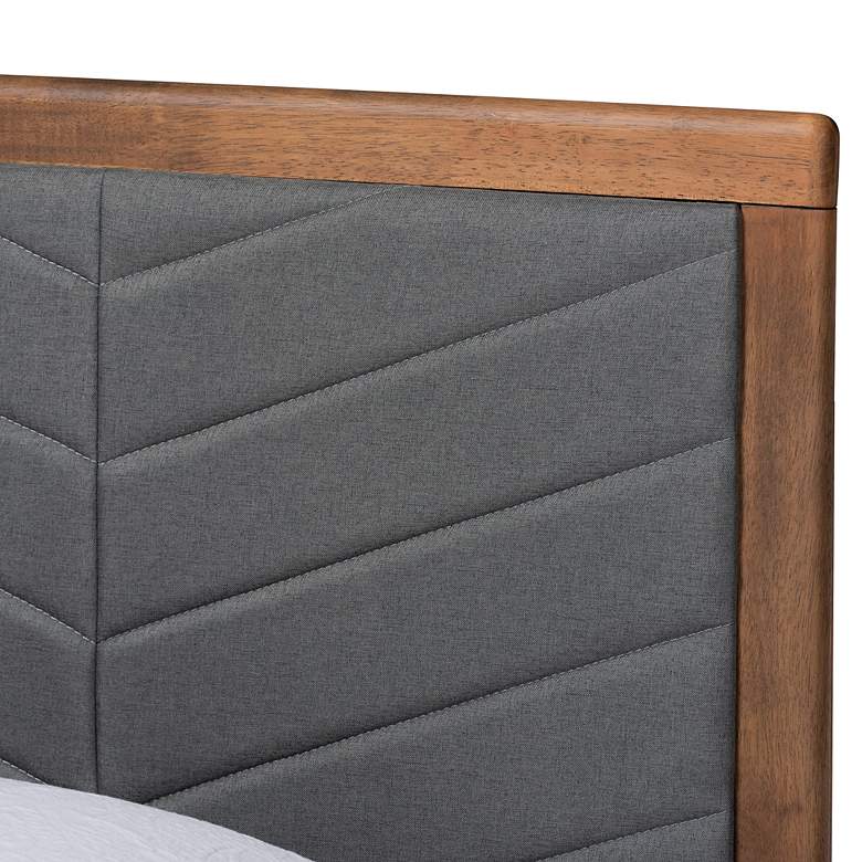 Image 3 Roze Dark Gray Fabric Walnut Brown Twin Size Platform Bed more views
