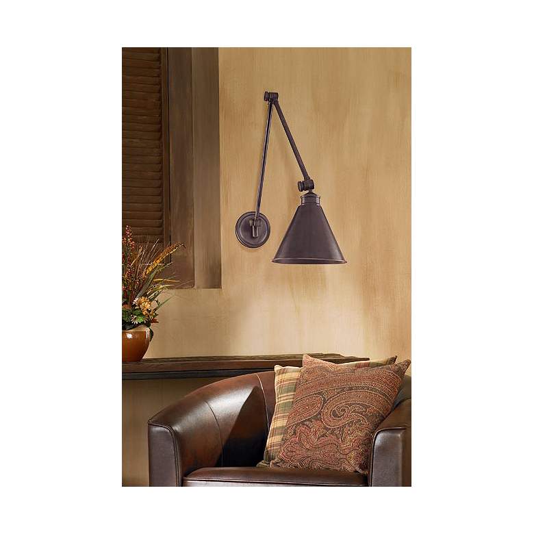 Image 1 Hudson Valley Exeter Old Bronze Swing Arm Wall Light in scene