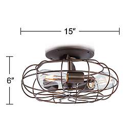 Image5 of Rubbed Bronze Vintage Cage LED Ceiling Fan Light Kit more views