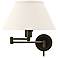 Rubbed Bronze With Ivory Shade Plug-In Swing Arm Wall Lamp