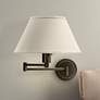 Rubbed Bronze With Ivory Shade Plug-In Swing Arm Wall Lamp