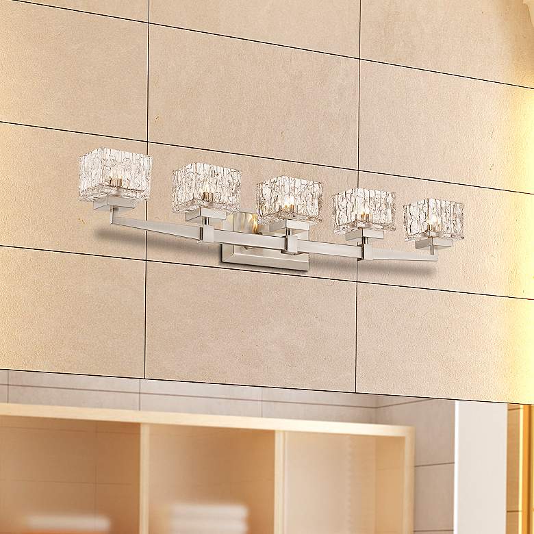 Image 2 Rubicon 36" Wide Brushed Nickel 5-Light Vanity Bath Light