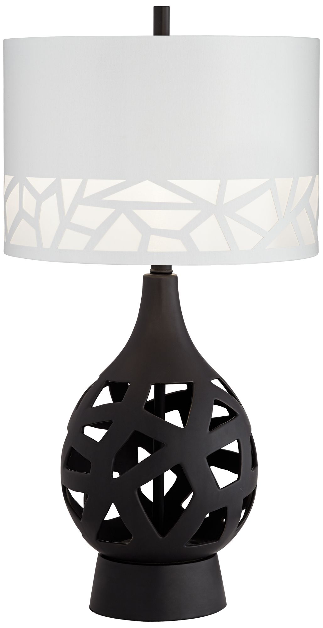 Rubin Black Geometric Pattern Ceramic Table Lamp