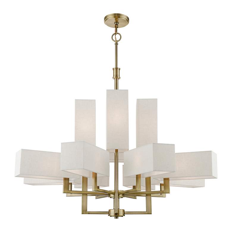 Image 3 Rubix 12 Light Antique Brass Extra Large Foyer Chandelier more views