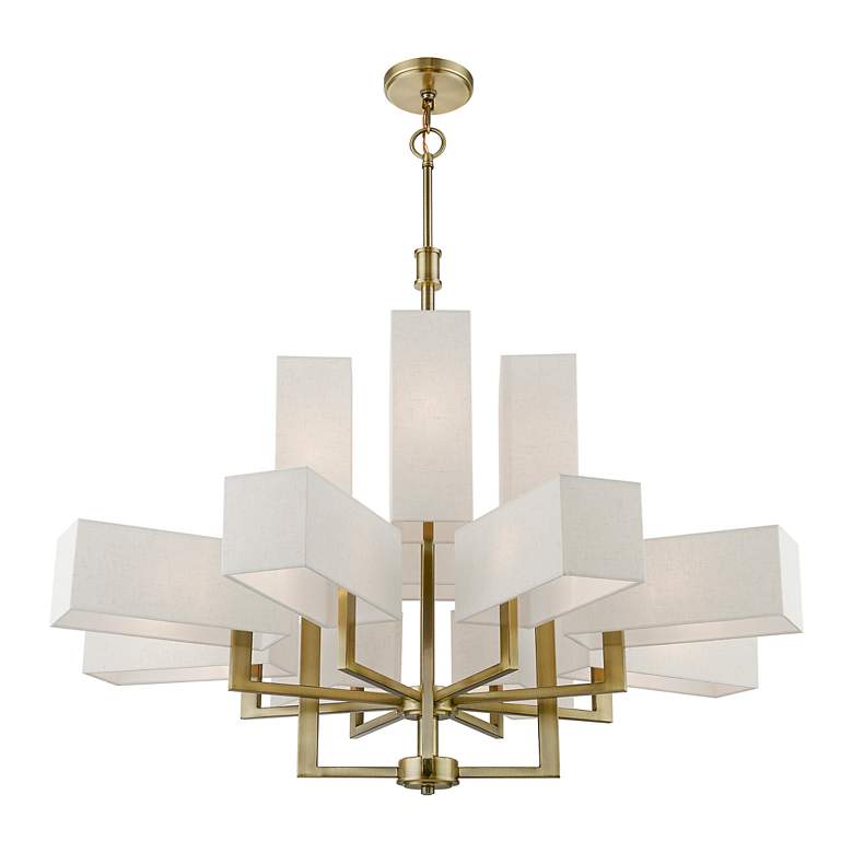 Image 4 Rubix 12 Light Antique Brass Extra Large Foyer Chandelier more views