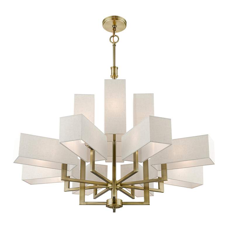 Image 5 Rubix 12 Light Antique Brass Extra Large Foyer Chandelier more views