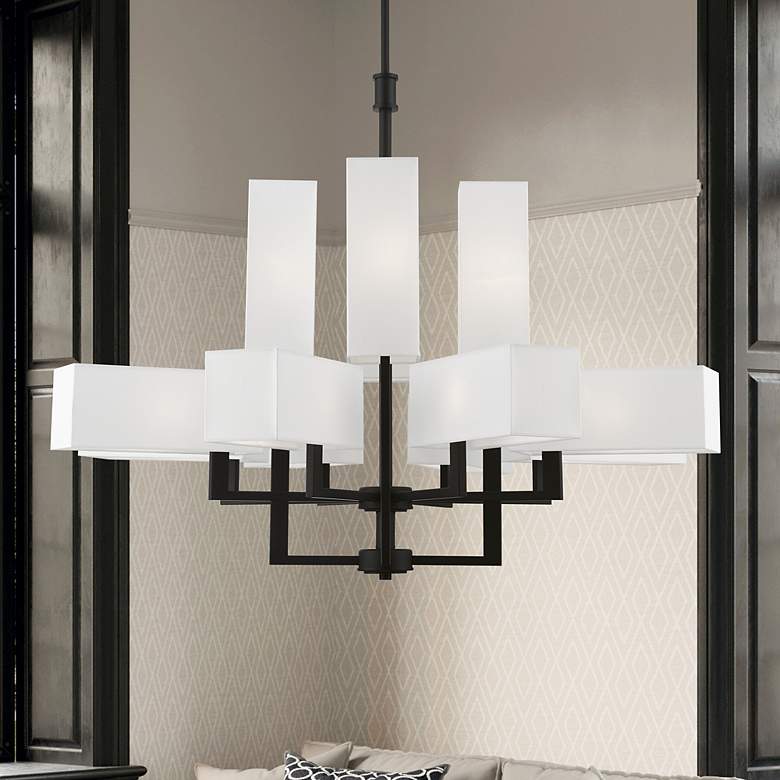 Image 1 Rubix 12 Light Black Extra Large Foyer Chandelier