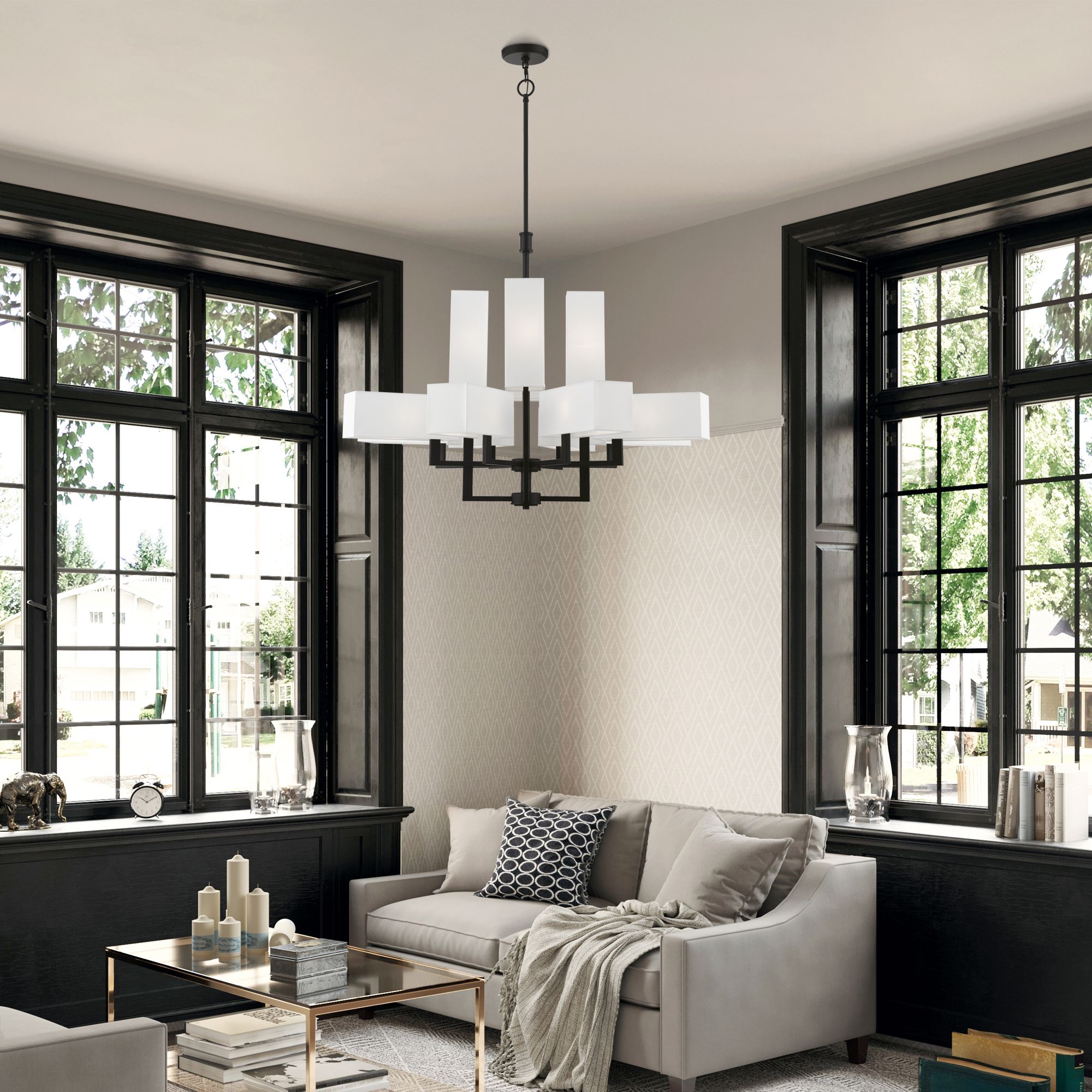 Rubix 12 Light Black Extra Large Foyer Chandelier