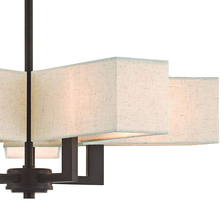 Image 3 Rubix 26" Wide Bronze 5-Light Rectangular Shade Chandelier more views