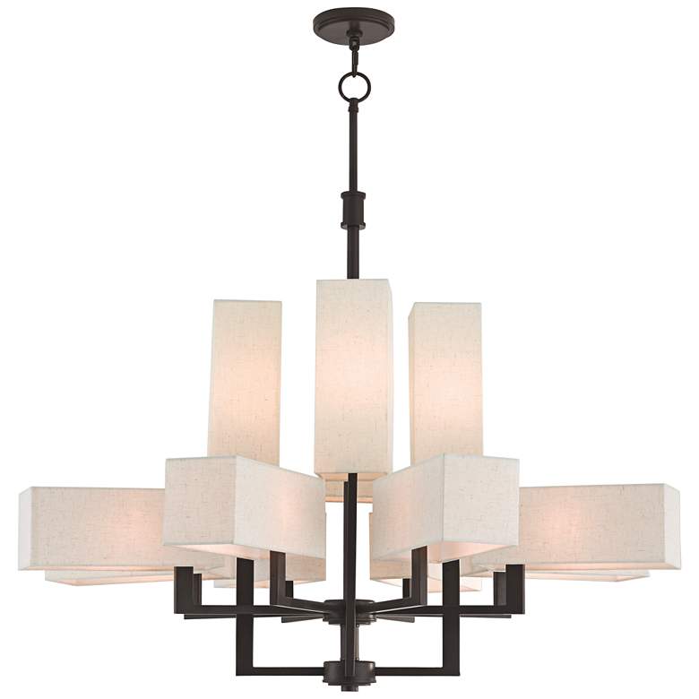 Image 2 Rubix 44 inch Wide Bronze 12-Light Foyer Chandelier