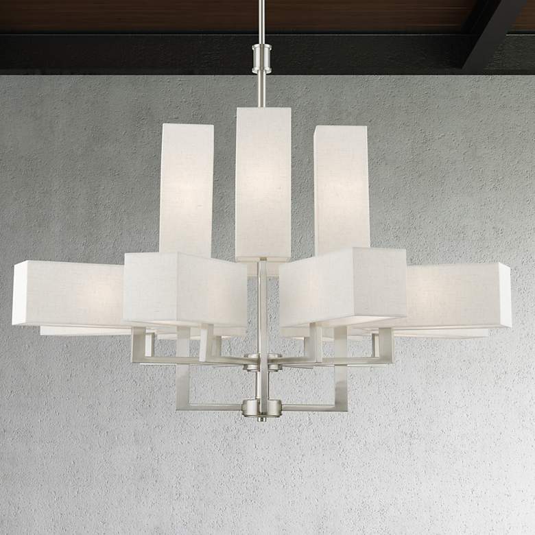 Image 1 Rubix 44" Wide Brushed Nickel 12-Light Chandelier