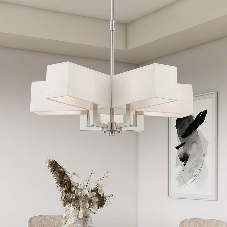 Image 1 Rubix 5 Light Brushed Nickel Chandelier