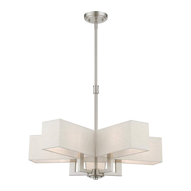 Image 4 Rubix 5 Light Brushed Nickel Chandelier more views