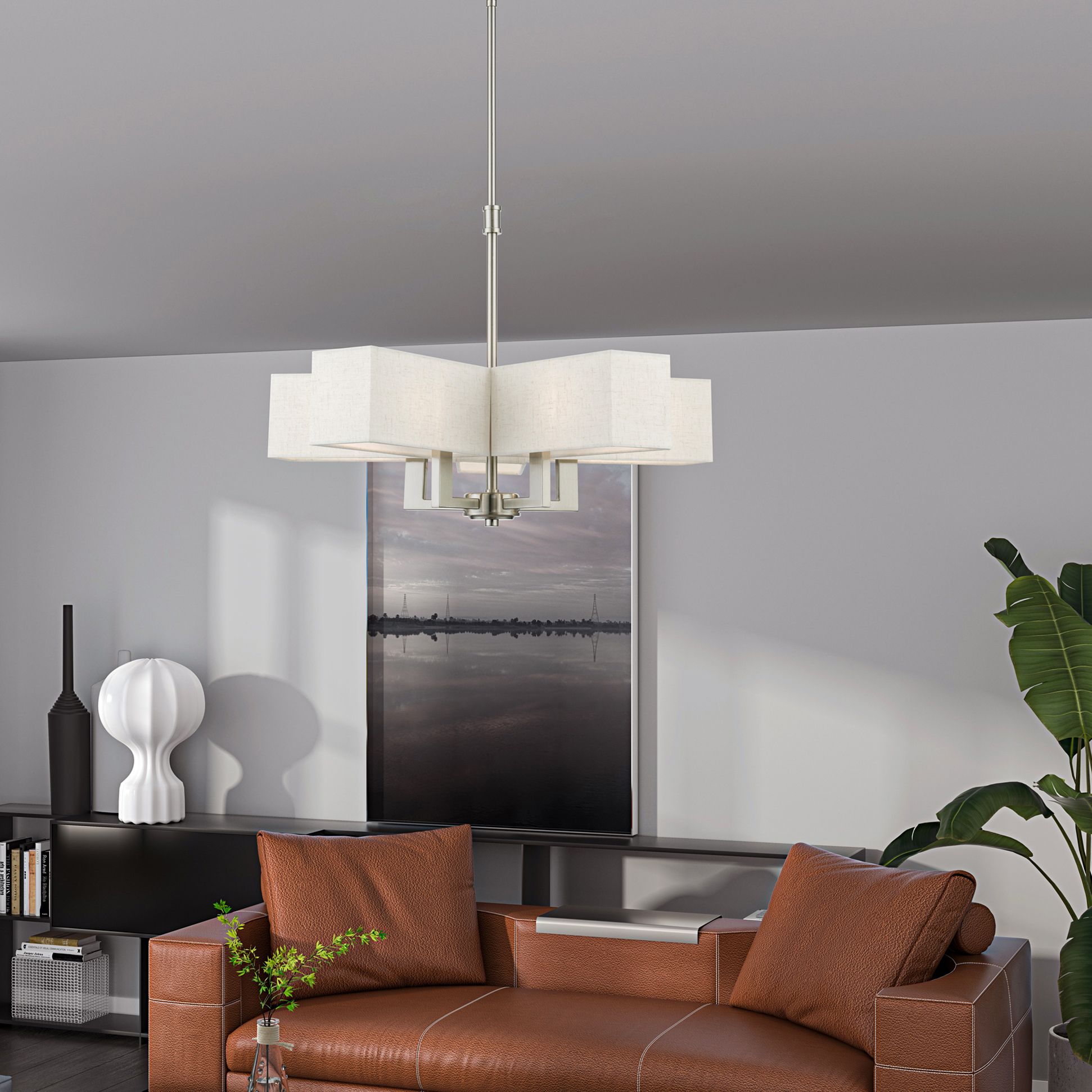 Rubix 5 Light Brushed Nickel Chandelier