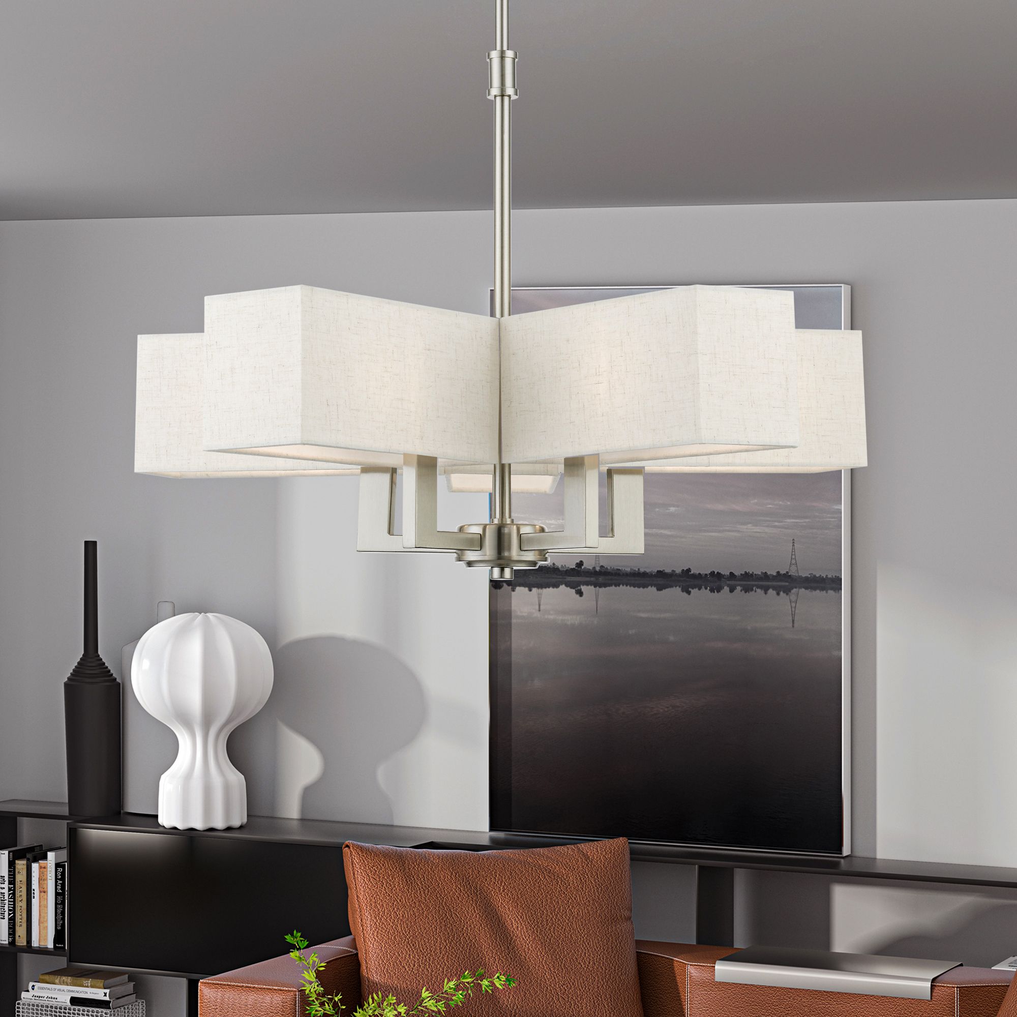 Rubix 5 Light Brushed Nickel Chandelier