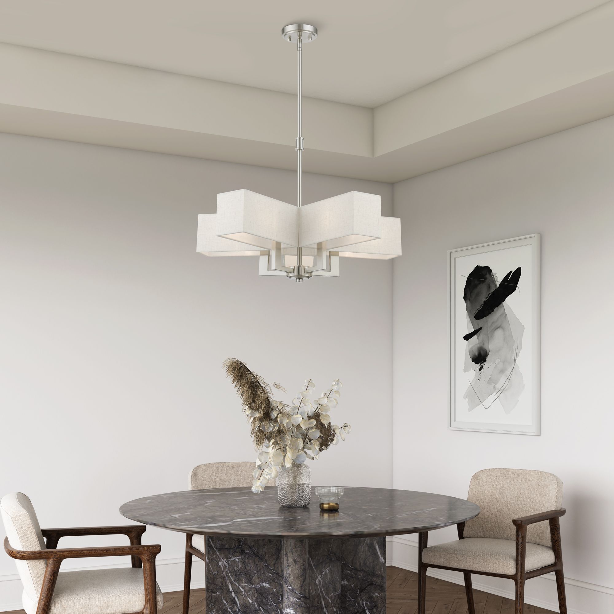 Rubix 5 Light Brushed Nickel Chandelier