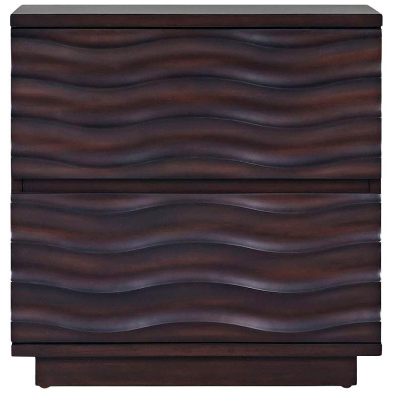 Image 1 Ruby 24" Wide Antique Brown Wood 2-Drawer Nightstand