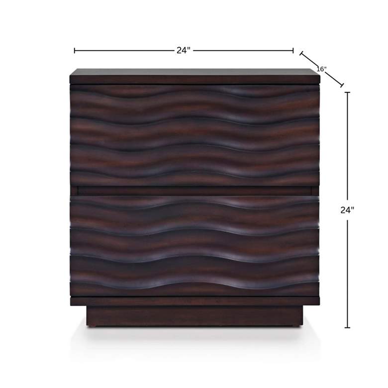 Image 5 Ruby 24" Wide Antique Brown Wood 2-Drawer Nightstand more views