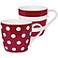 Ruby Red Dots and Stripes 2-Piece Porcelain Mug Set