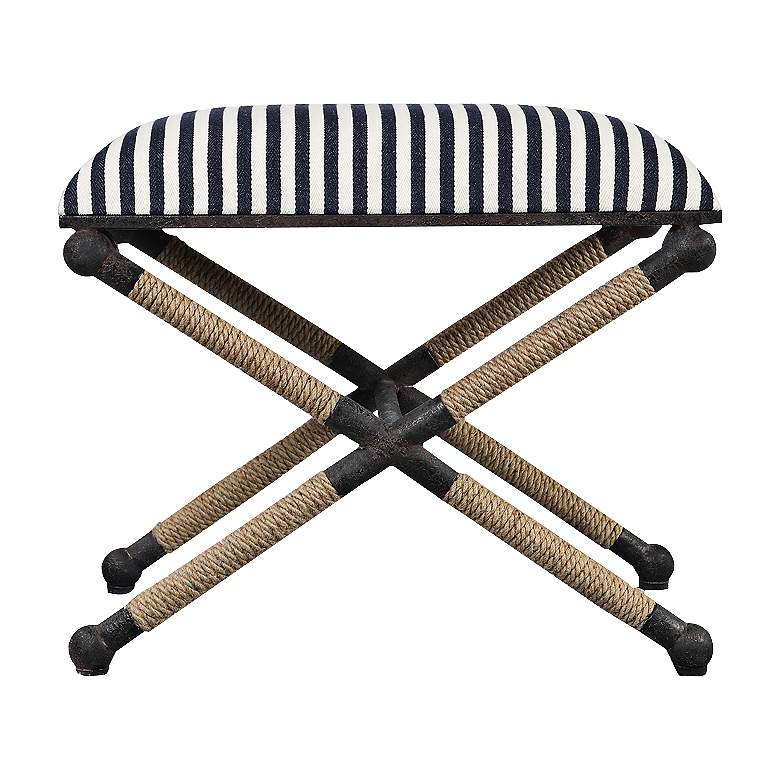 Image 2 Ruddock 23 3/4 inch Wide Navy Blue and White Striped Ottoman  more views