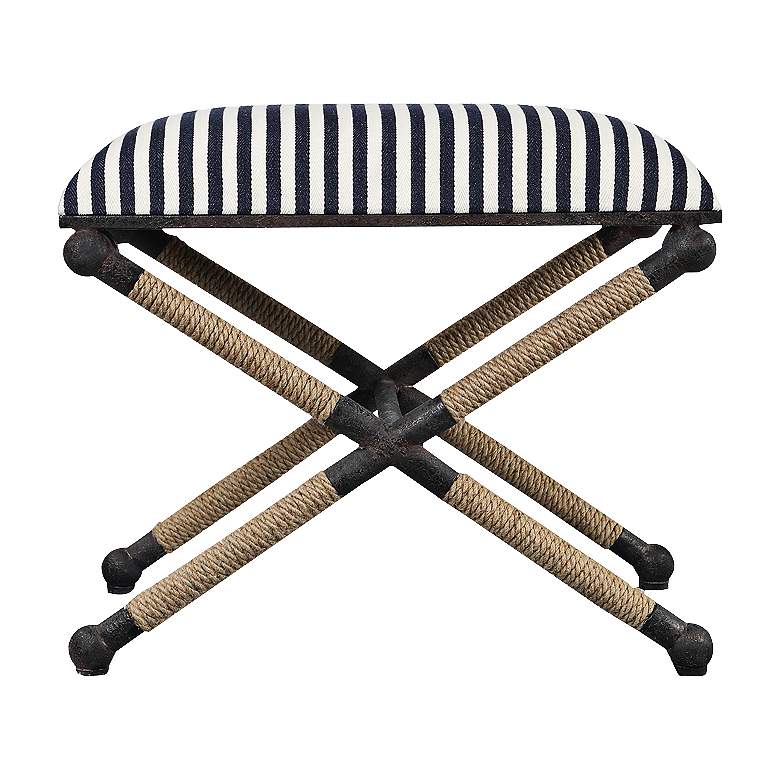Image 2 Ruddock 23 3/4" Wide Navy Blue and White Striped Ottoman more views
