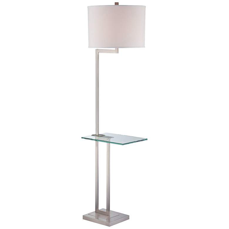 Image 3 Rudko Polished Steel Modern Floor Lamp with Glass Tray Table