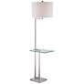 Rudko Polished Steel Modern Floor Lamp with Glass Tray Table in scene
