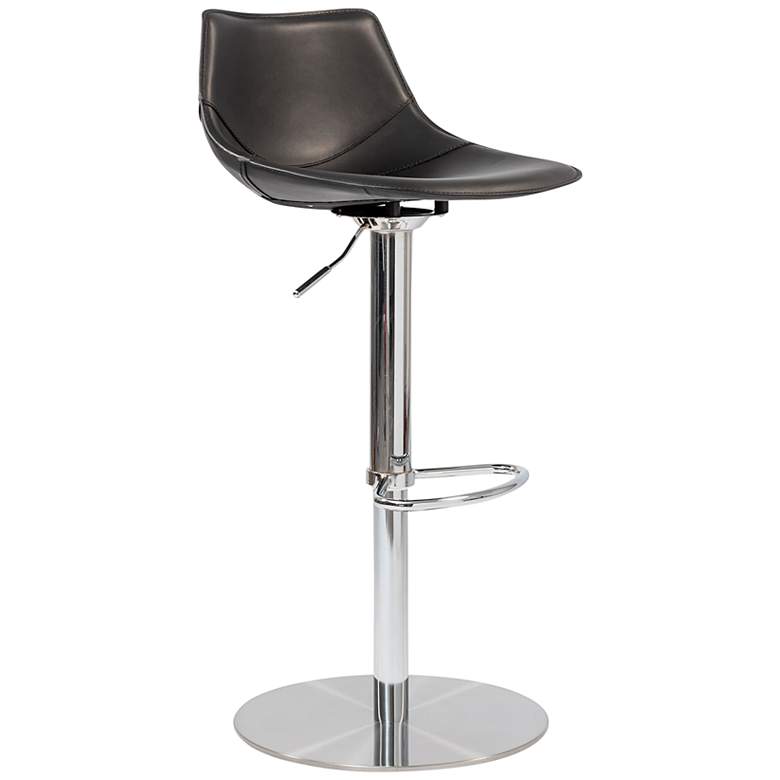 Image 1 Rudy Black Leather Adjustable Swivel Stool